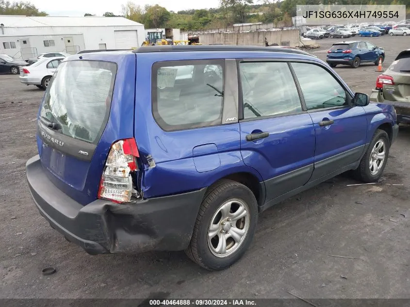 2004 Subaru Forester 2.5X VIN: JF1SG636X4H749554 Lot: 40464888