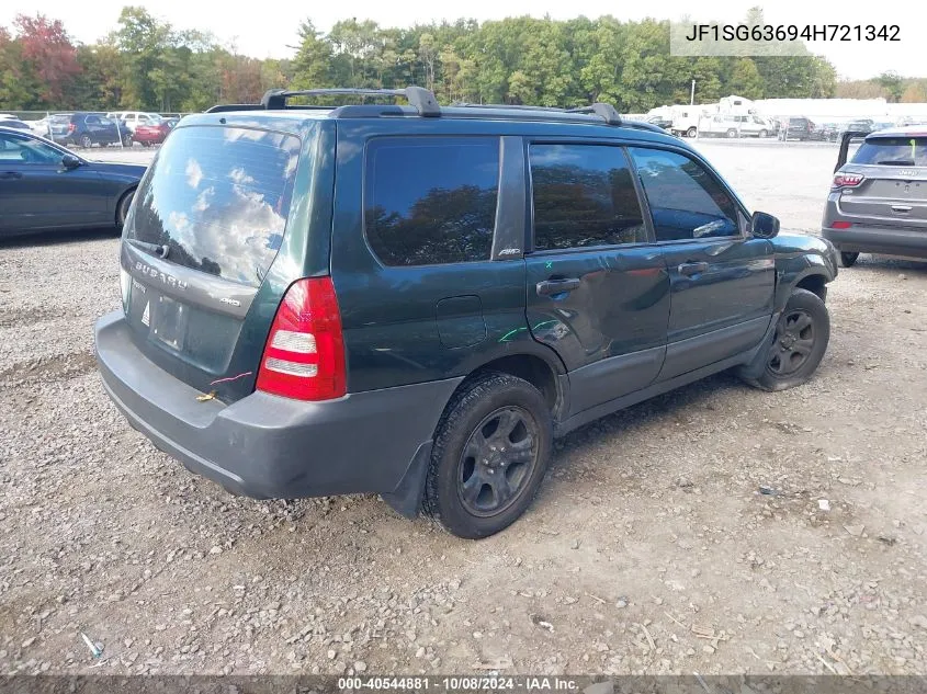 2004 Subaru Forester 2.5X VIN: JF1SG63694H721342 Lot: 40544881