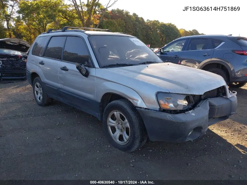 2004 Subaru Forester 2.5X VIN: JF1SG63614H751869 Lot: 40630540