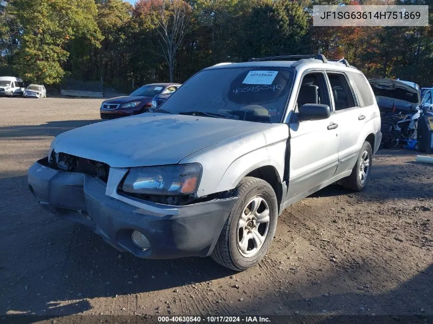 2004 Subaru Forester 2.5X VIN: JF1SG63614H751869 Lot: 40630540