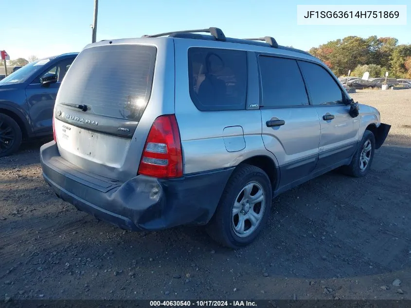 2004 Subaru Forester 2.5X VIN: JF1SG63614H751869 Lot: 40630540