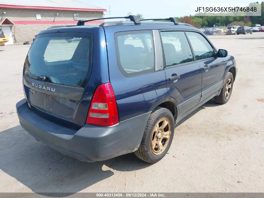 2005 Subaru Forester 2.5X VIN: JF1SG636X5H746848 Lot: 40313456