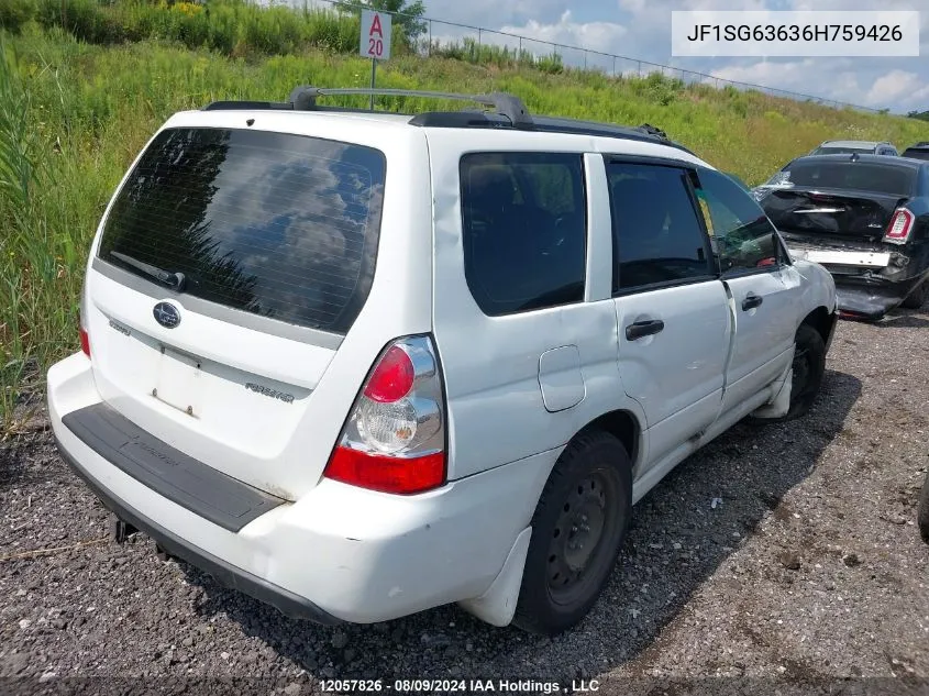 2006 Subaru Forester VIN: JF1SG63636H759426 Lot: 12057826