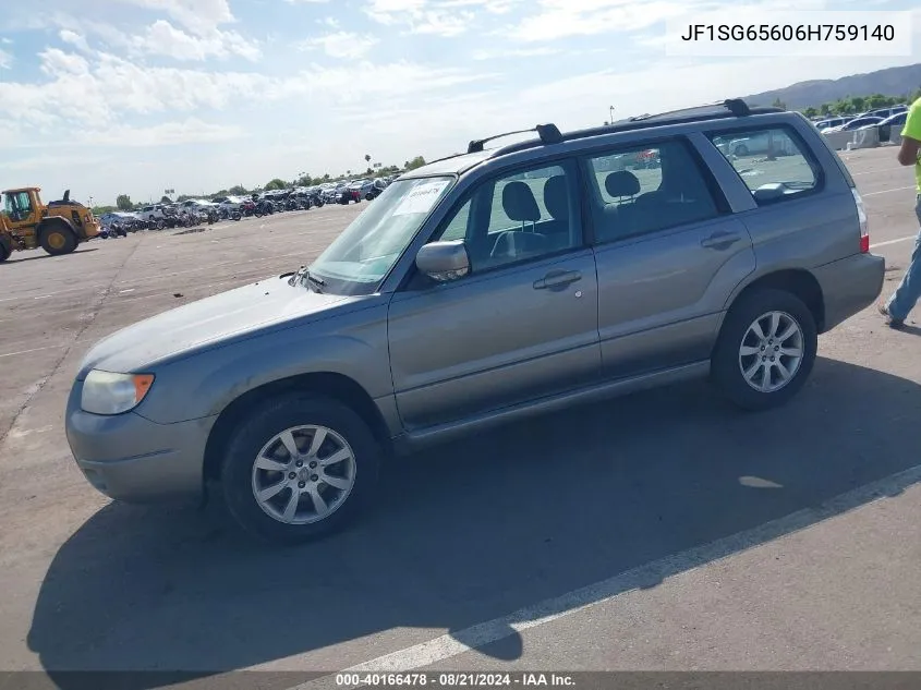 2006 Subaru Forester 2.5X VIN: JF1SG65606H759140 Lot: 40166478