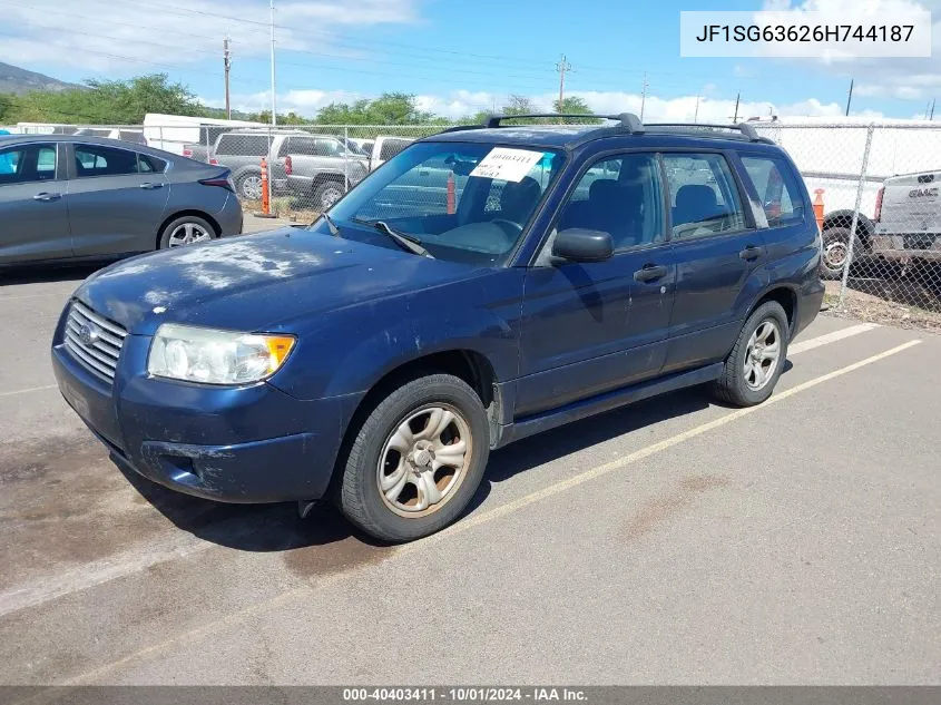 2006 Subaru Forester 2.5X VIN: JF1SG63626H744187 Lot: 40403411