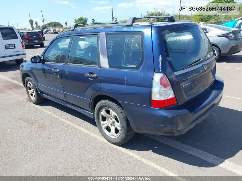 2006 Subaru Forester 2.5X VIN: JF1SG63626H744187 Lot: 40403411