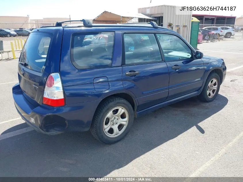 2006 Subaru Forester 2.5X VIN: JF1SG63626H744187 Lot: 40403411