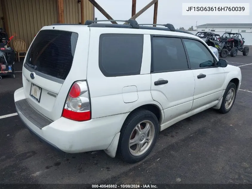 2006 Subaru Forester 2.5X VIN: JF1SG63616H760039 Lot: 40545882