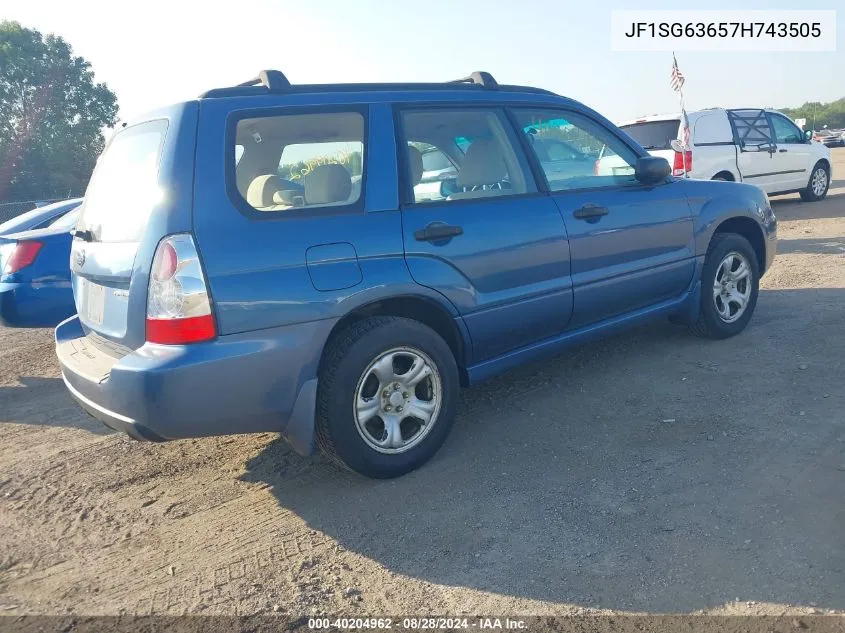 2007 Subaru Forester 2.5X VIN: JF1SG63657H743505 Lot: 40204962