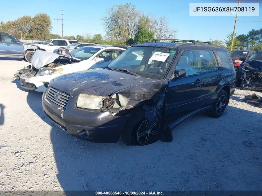 2008 Subaru Forester 2.5X VIN: JF1SG636X8H708119 Lot: 40558545