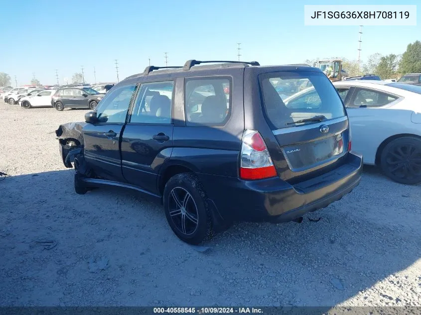 2008 Subaru Forester 2.5X VIN: JF1SG636X8H708119 Lot: 40558545