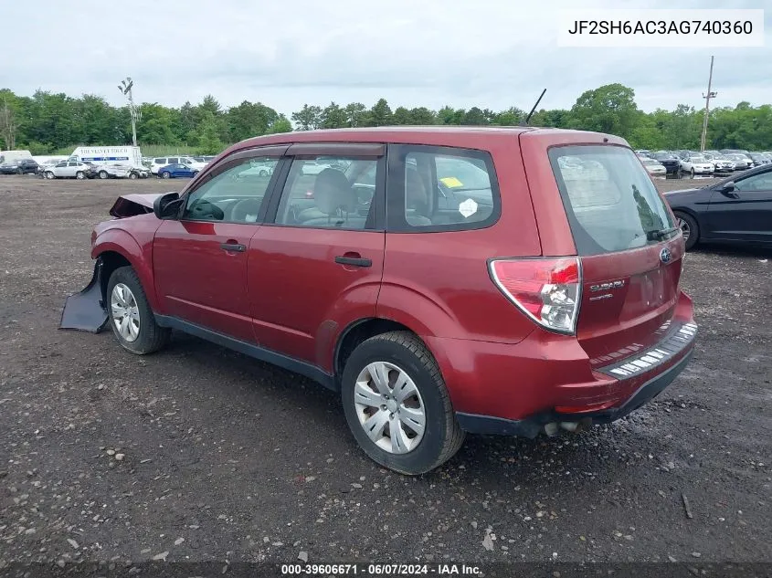 2010 Subaru Forester 2.5X VIN: JF2SH6AC3AG740360 Lot: 39606671