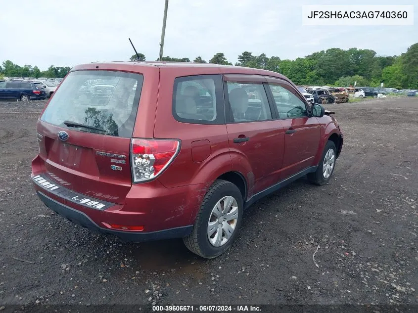 2010 Subaru Forester 2.5X VIN: JF2SH6AC3AG740360 Lot: 39606671