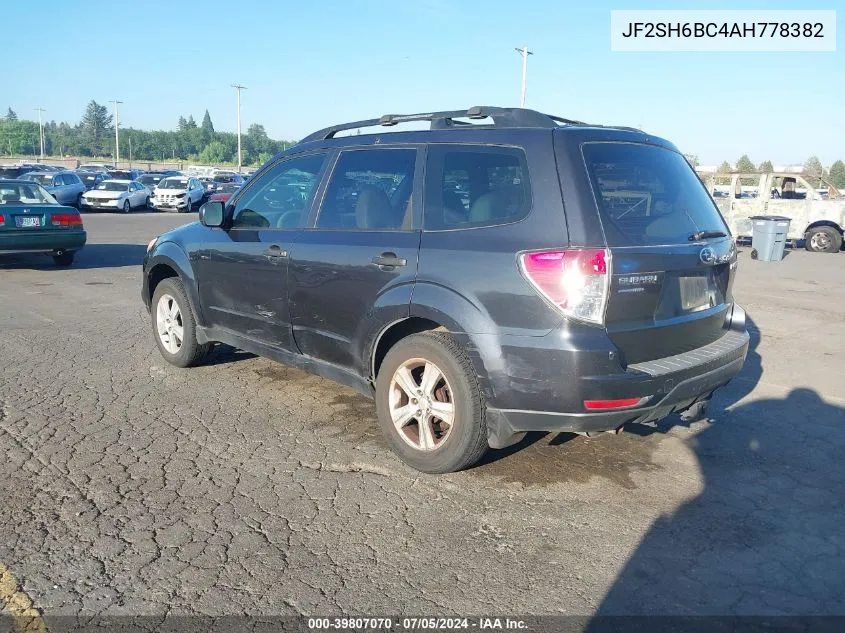 2010 Subaru Forester 2.5X VIN: JF2SH6BC4AH778382 Lot: 39807070