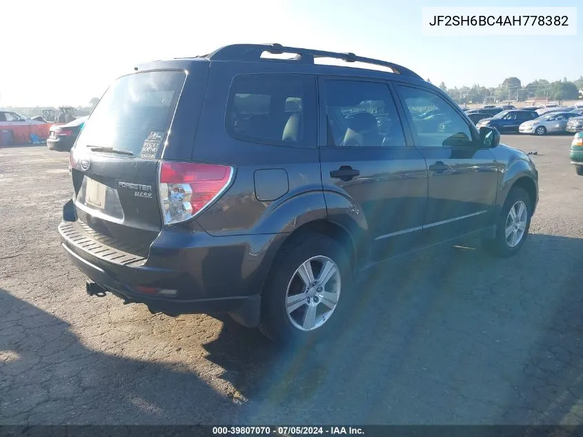 2010 Subaru Forester 2.5X VIN: JF2SH6BC4AH778382 Lot: 39807070