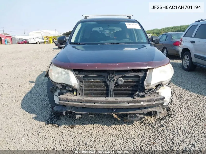 2010 Subaru Forester 2.5X VIN: JF2SH6AC1AH701194 Lot: 40049635