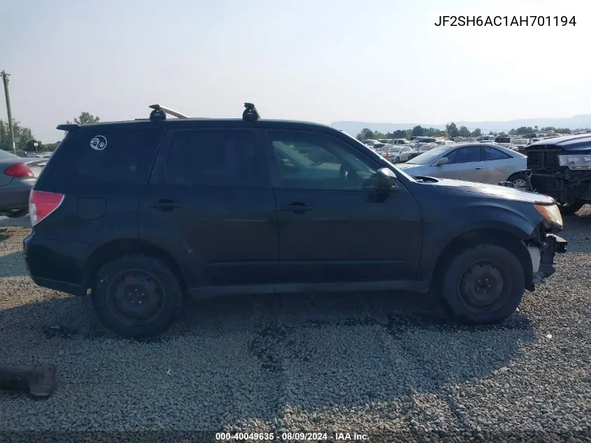 2010 Subaru Forester 2.5X VIN: JF2SH6AC1AH701194 Lot: 40049635