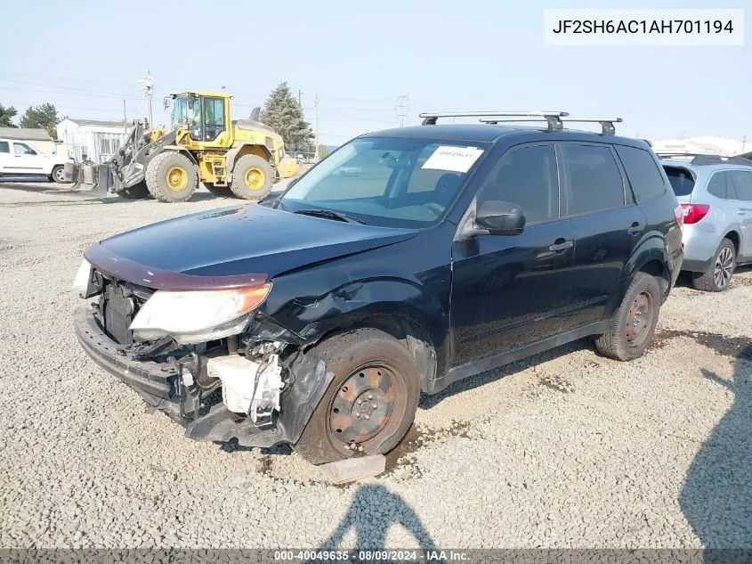 2010 Subaru Forester 2.5X VIN: JF2SH6AC1AH701194 Lot: 40049635