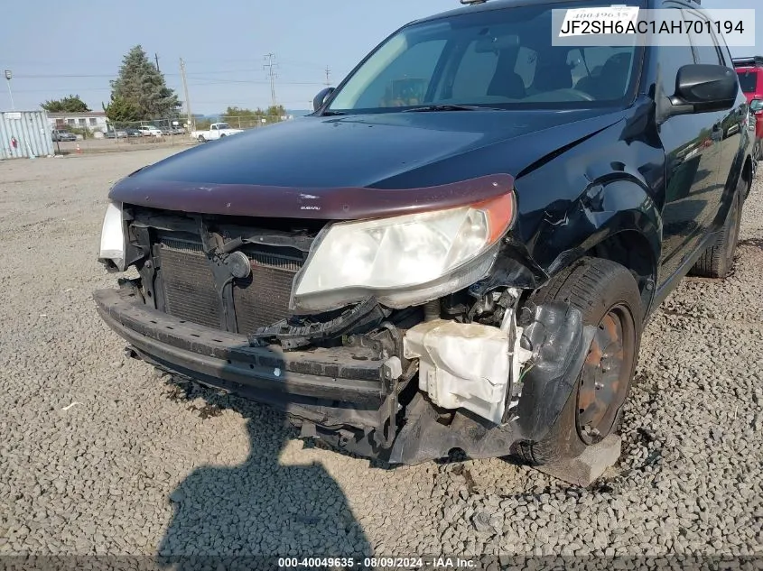 2010 Subaru Forester 2.5X VIN: JF2SH6AC1AH701194 Lot: 40049635