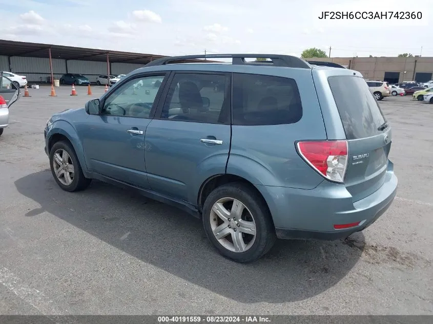 2010 Subaru Forester 2.5X Premium VIN: JF2SH6CC3AH742360 Lot: 40191559