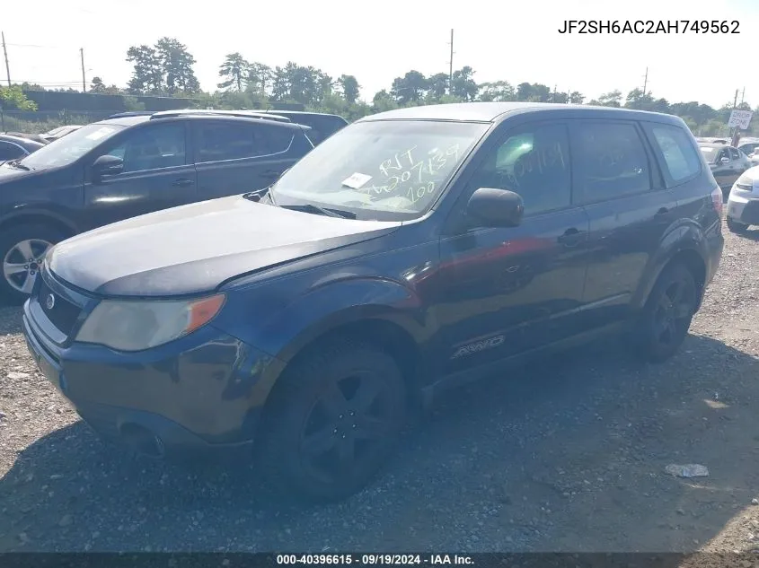 2010 Subaru Forester 2.5X VIN: JF2SH6AC2AH749562 Lot: 40396615