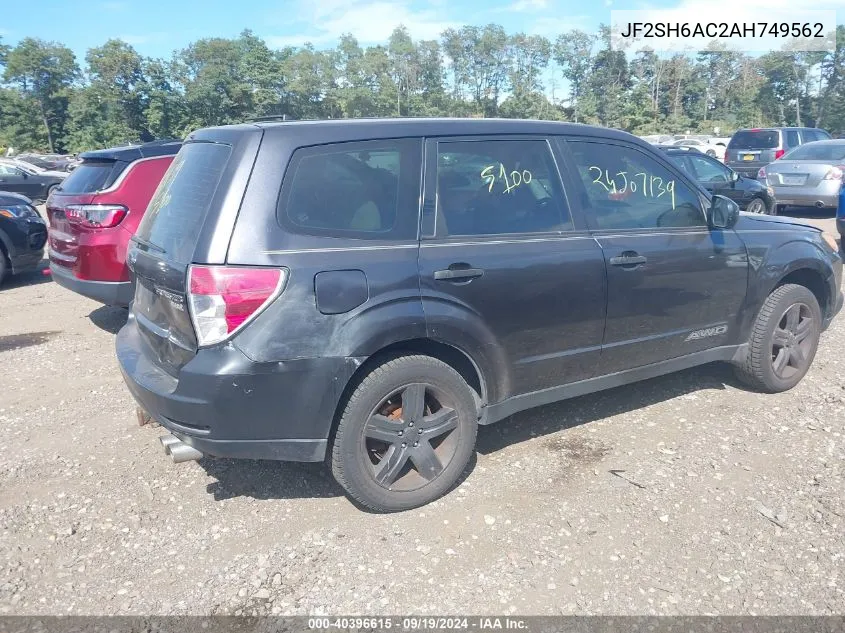 2010 Subaru Forester 2.5X VIN: JF2SH6AC2AH749562 Lot: 40396615