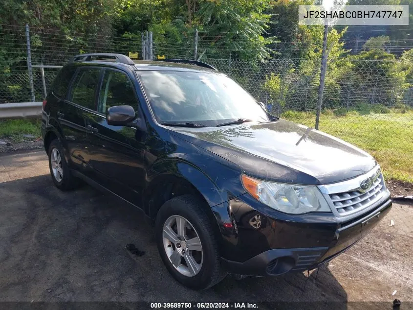 2011 Subaru Forester 2.5X VIN: JF2SHABC0BH747747 Lot: 39689750