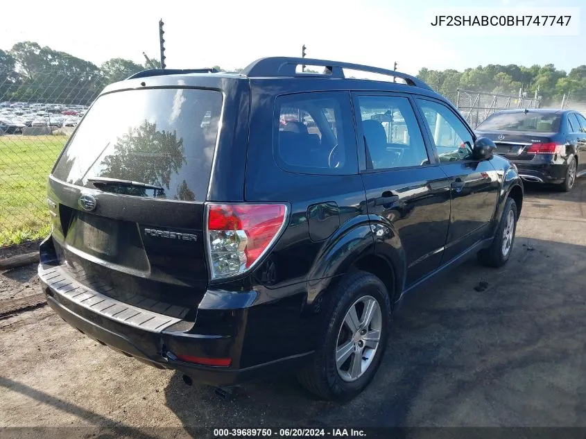 2011 Subaru Forester 2.5X VIN: JF2SHABC0BH747747 Lot: 39689750