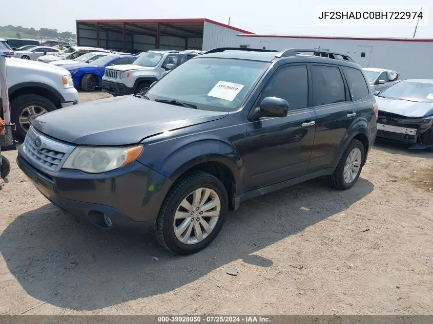 2011 Subaru Forester 2.5X Premium VIN: JF2SHADC0BH722974 Lot: 39928050