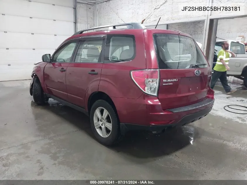 2011 Subaru Forester 2.5X VIN: JF2SHBBC5BH783181 Lot: 39978241