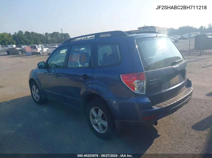 2011 Subaru Forester 2.5X VIN: JF2SHABC2BH711218 Lot: 40203976