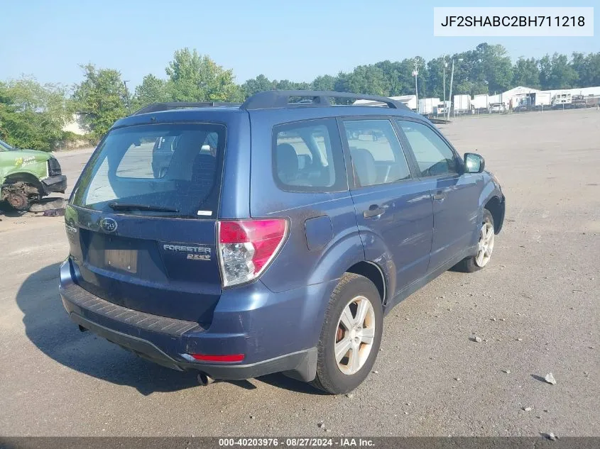 2011 Subaru Forester 2.5X VIN: JF2SHABC2BH711218 Lot: 40203976