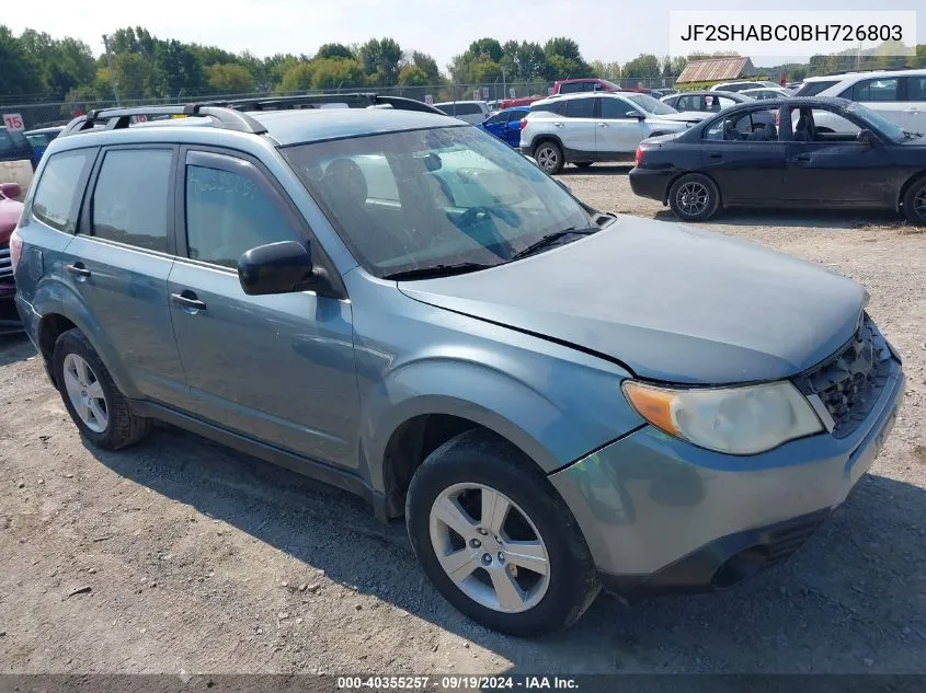 2011 Subaru Forester 2.5X VIN: JF2SHABC0BH726803 Lot: 40355257