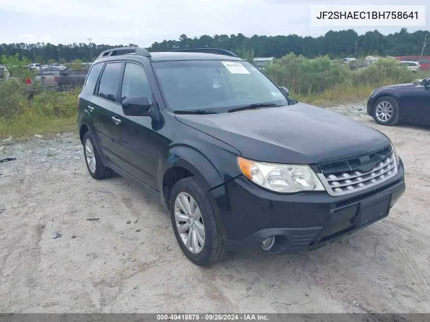 2011 Subaru Forester 2.5X Limited VIN: JF2SHAEC1BH758641 Lot: 40418575