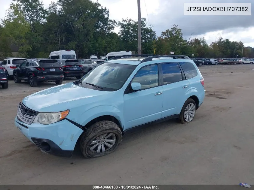 2011 Subaru Forester 2.5X Premium VIN: JF2SHADCXBH707382 Lot: 40466180