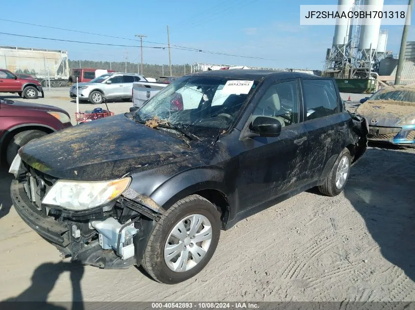 2011 Subaru Forester 2.5X VIN: JF2SHAAC9BH701318 Lot: 40542893