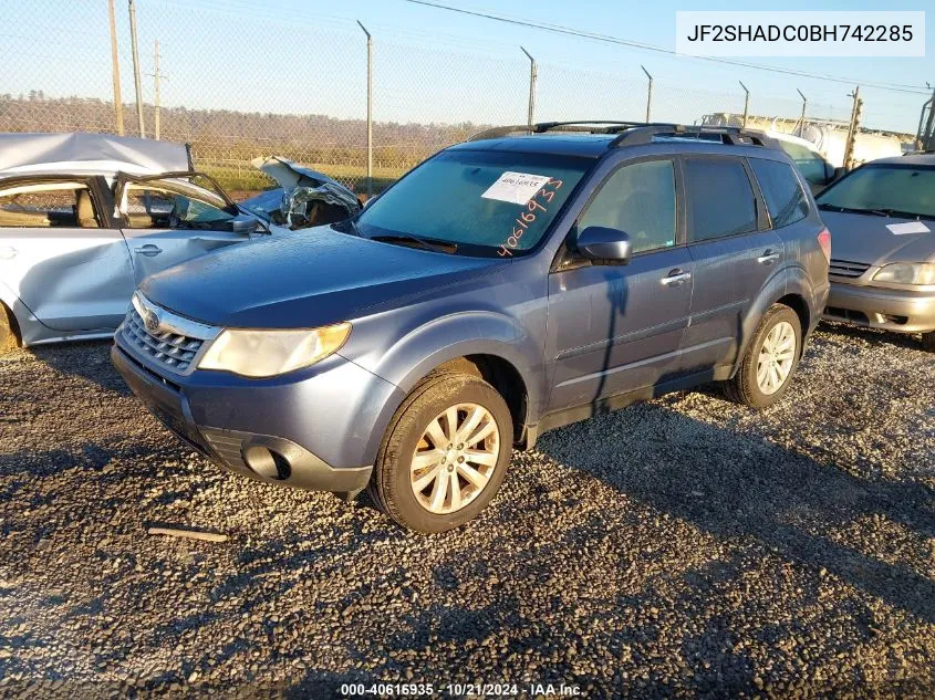 2011 Subaru Forester 2.5X Premium VIN: JF2SHADC0BH742285 Lot: 40616935