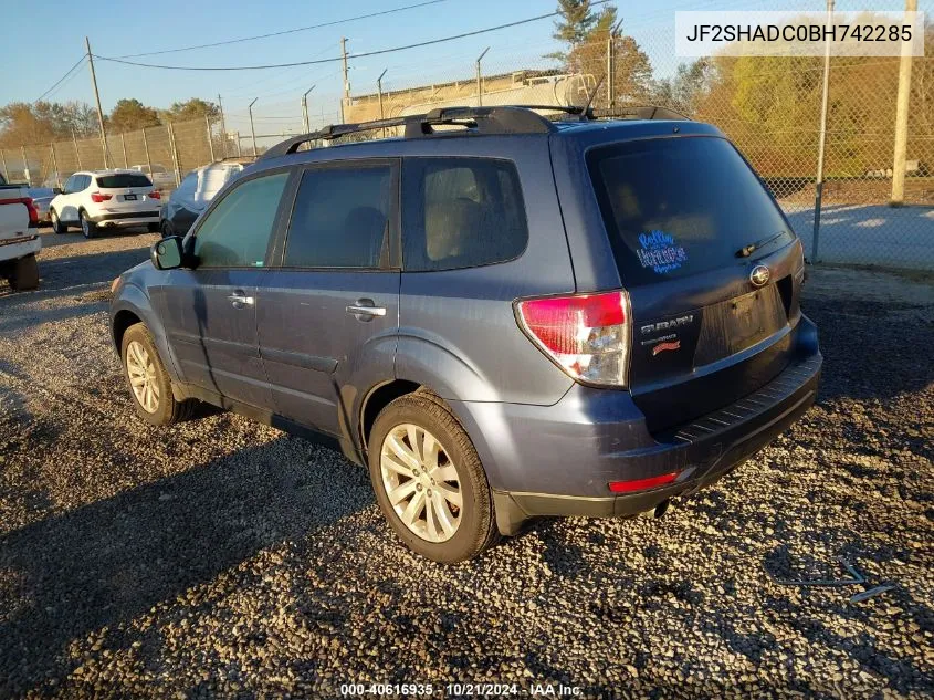 2011 Subaru Forester 2.5X Premium VIN: JF2SHADC0BH742285 Lot: 40616935