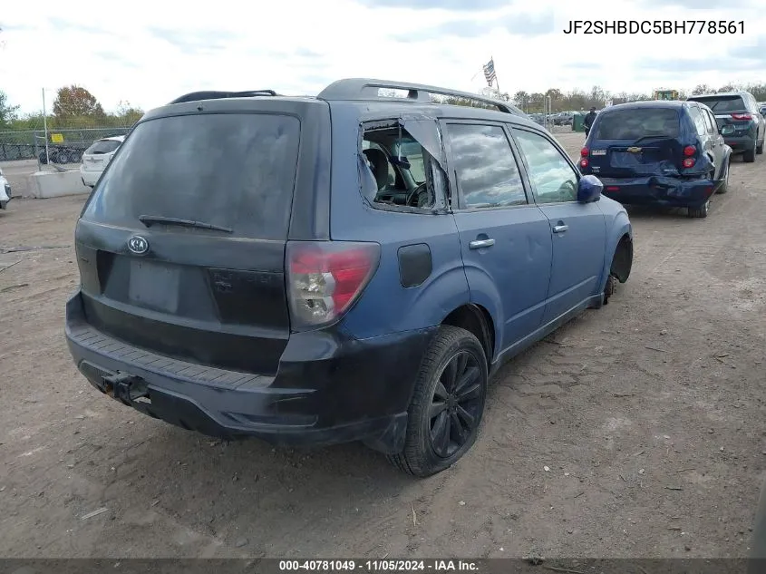 2011 Subaru Forester 2.5X Premium VIN: JF2SHBDC5BH778561 Lot: 40781049