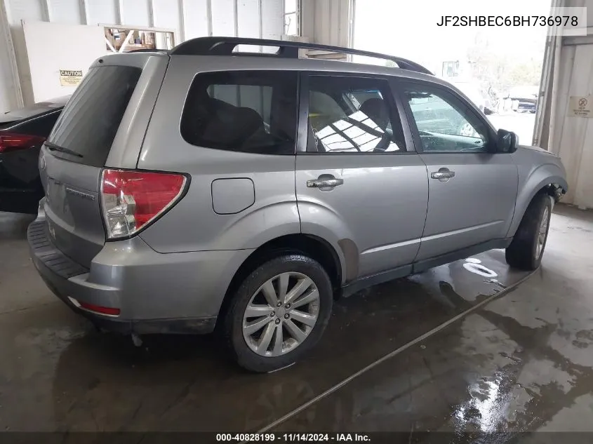 2011 Subaru Forester 2.5X Limited VIN: JF2SHBEC6BH736978 Lot: 40828199