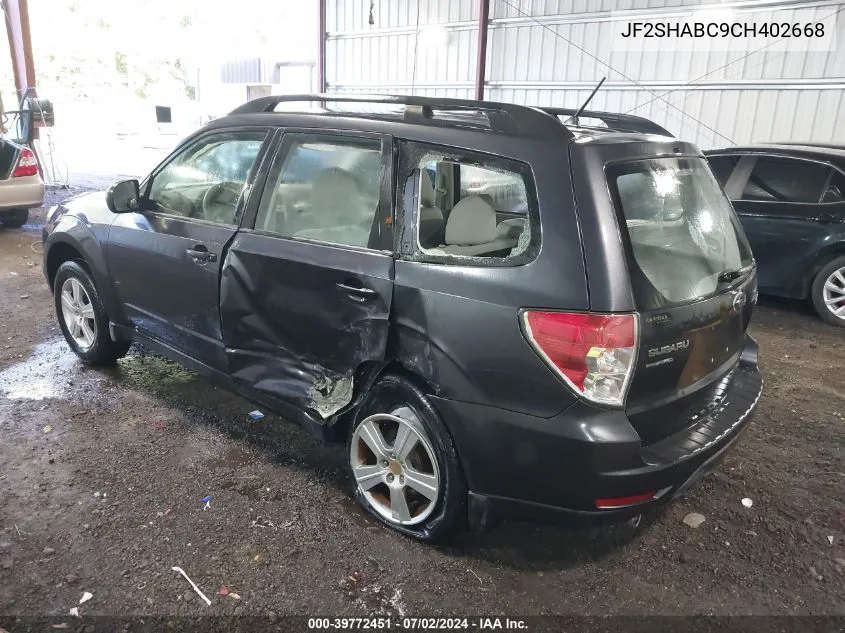 2012 Subaru Forester 2.5X VIN: JF2SHABC9CH402668 Lot: 39772451