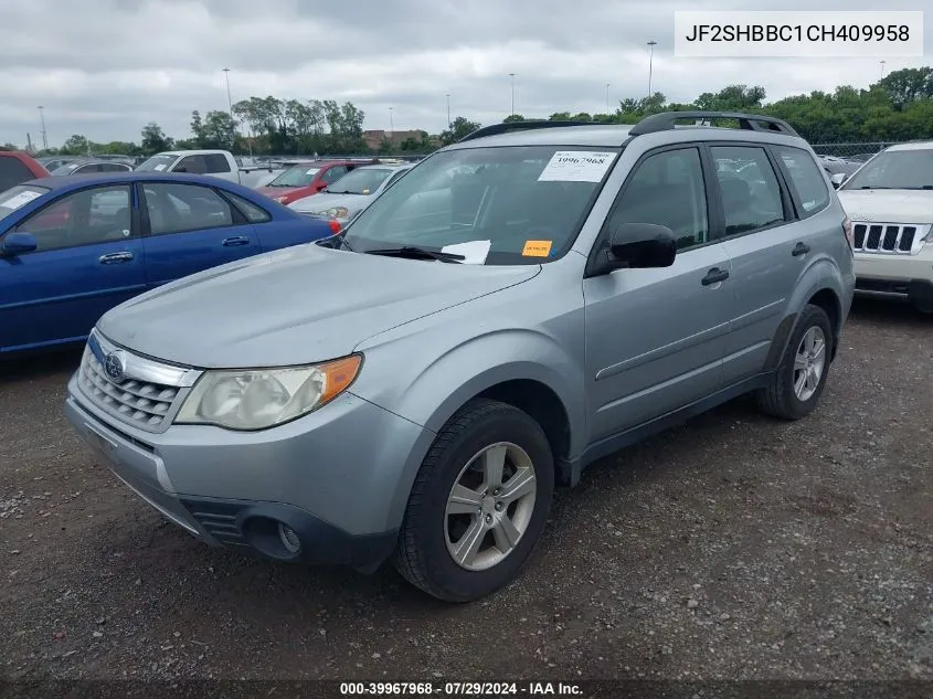 2012 Subaru Forester 2.5X VIN: JF2SHBBC1CH409958 Lot: 39967968