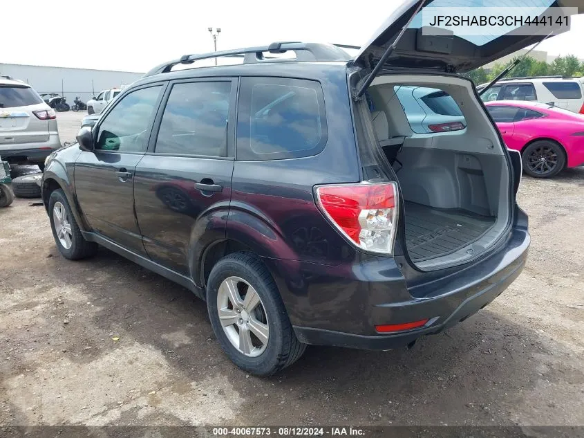 JF2SHABC3CH444141 2012 Subaru Forester 2.5X