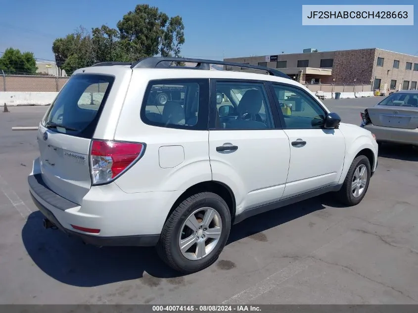 2012 Subaru Forester 2.5X VIN: JF2SHABC8CH428663 Lot: 40074145