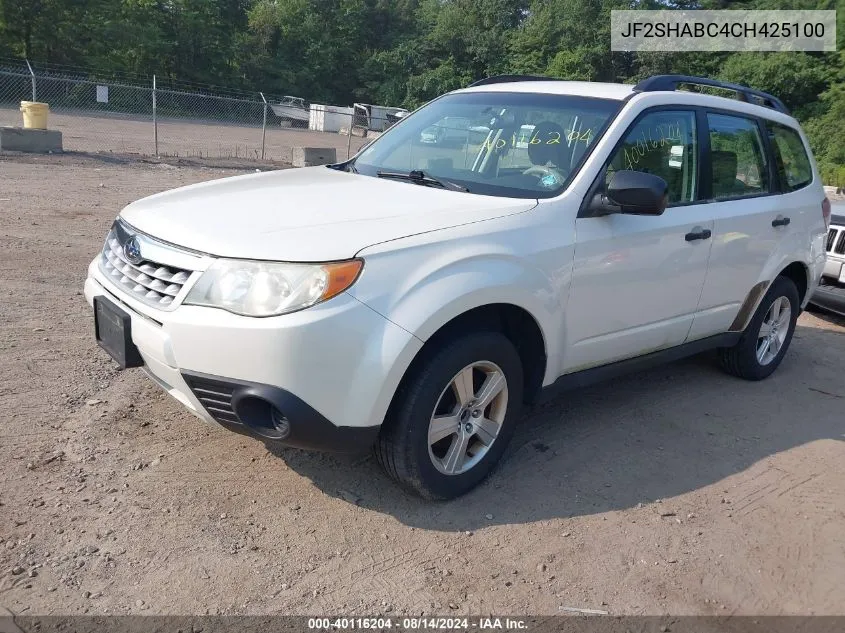 2012 Subaru Forester 2.5X VIN: JF2SHABC4CH425100 Lot: 40116204