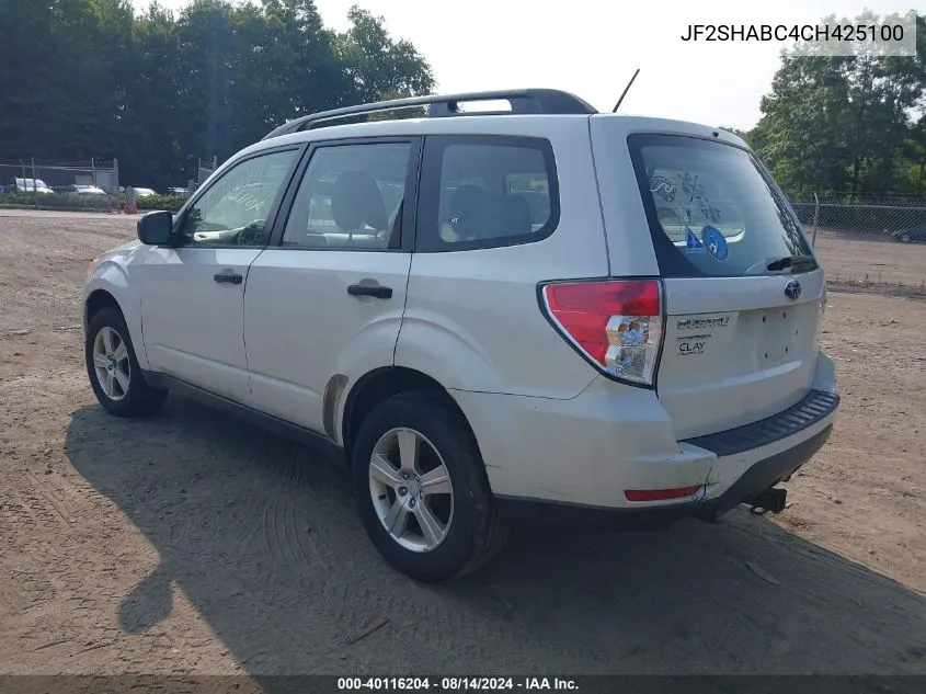 2012 Subaru Forester 2.5X VIN: JF2SHABC4CH425100 Lot: 40116204