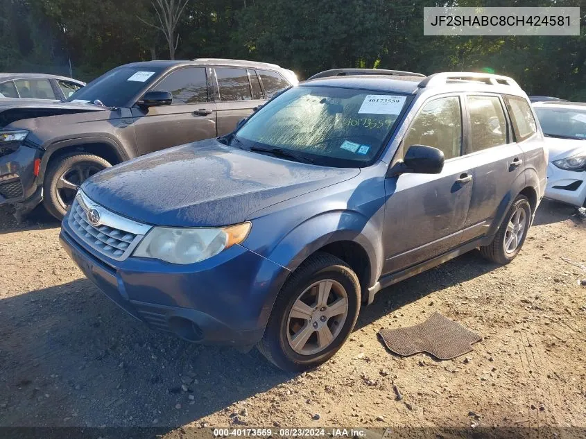 JF2SHABC8CH424581 2012 Subaru Forester 2.5X