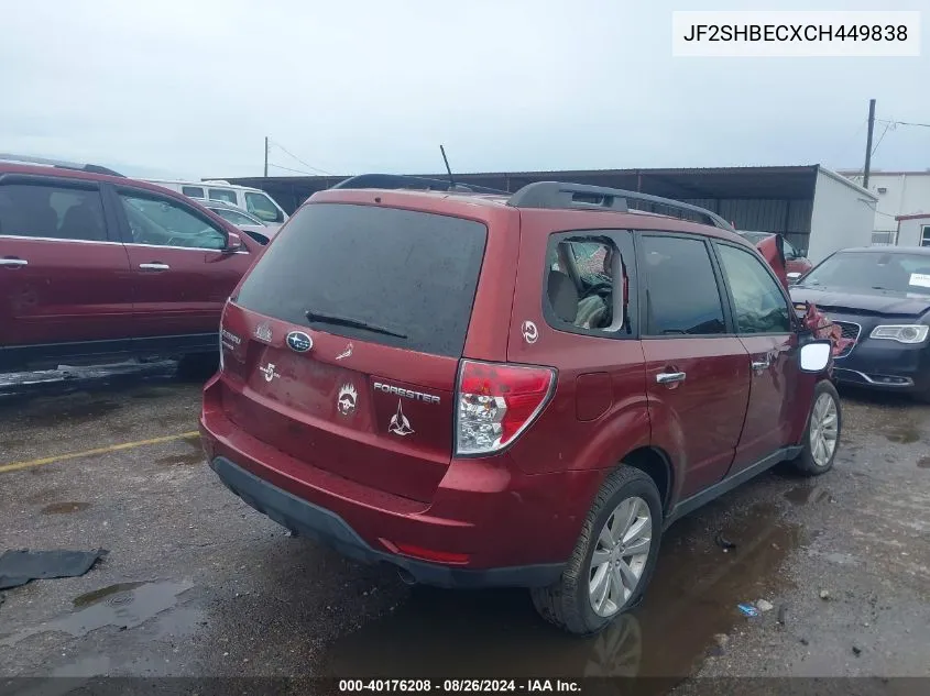 2012 Subaru Forester 2.5X Limited VIN: JF2SHBECXCH449838 Lot: 40176208