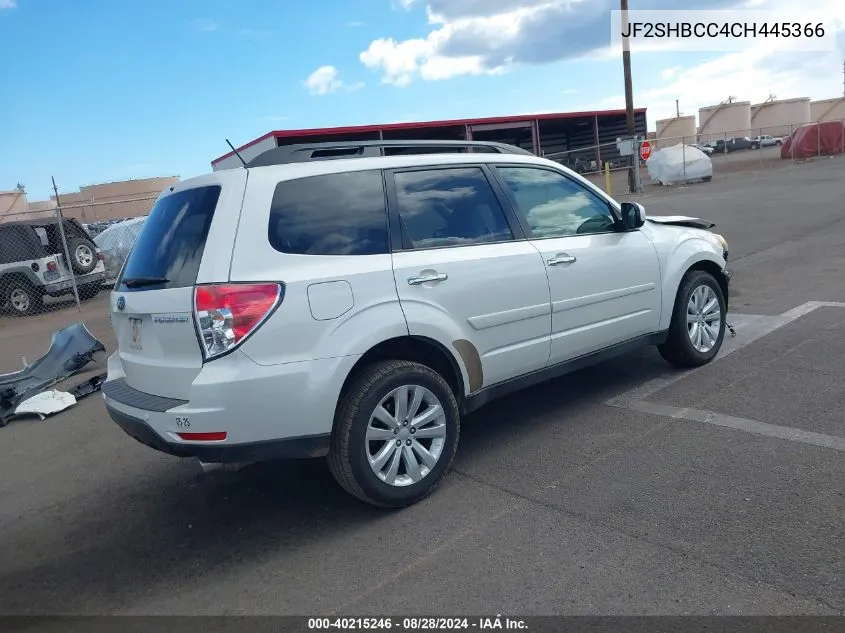 2012 Subaru Forester 2.5X Premium VIN: JF2SHBCC4CH445366 Lot: 40215246