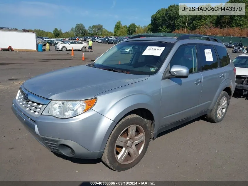 2012 Subaru Forester 2.5X Premium VIN: JF2SHADC6CH443370 Lot: 40338386